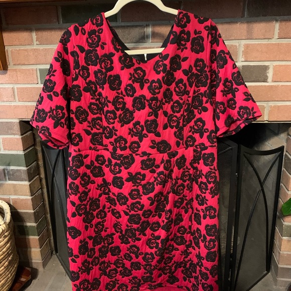 2X Crimson Embroidered Black Roses Dress NWT - Picture 4 of 11